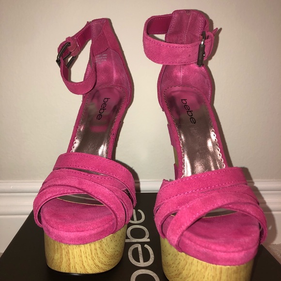 Hot Pink Suede Wedges - Picture 4 of 6